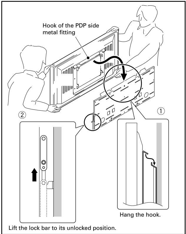 PIONEER PDK-WM01 - Hanging the hook of the PDP side metal fitting on the wall side metal fitting - 1