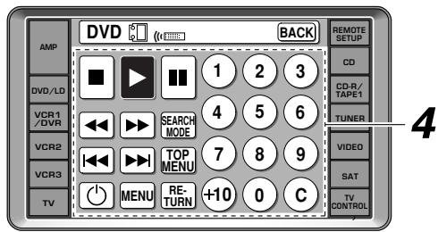 AMP DVD DVD/LD VCR1/DVR VCR2 VCR3 TV DVD BACK 1 2 3 4 5 6 7 8 9 MENU RE-TURN +10 0 C REMOTE SETUP CD CD-R/ TAPE1 TUNER VIDEO SAT TV CONTROL 4