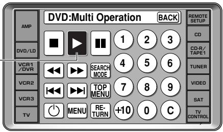 DVD:Multi Operation BACK AMP DVD/LD VCR1/DVR VCR2 VCR3 TV 1 2 3 4 5 6 7 8 9 +10 0 C MENU RE-TURN SEARCH MODE TOP MENU TUNER VIDEO SAT TV CONTROL REMOTE SETUP CD CD-R/TAPE1