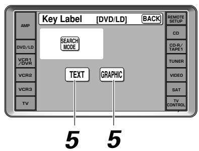 Key Label [DVD/LD] BACK AMP DVD/LD VCR1 /DVR VCR2 VCR3 TV SEARCH MODE TEXT GRAPHIC 5 5 REMOTE SETUP CD CD-R/ TAPE 1 TUNER VIDEO SAT TV CONTROL