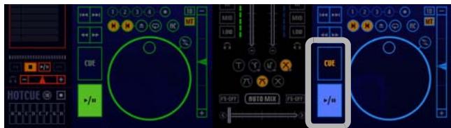 PIONEER DJS - After pressing the [▶/III] button at the position you want to cue up player B, click the [CUE] button. - 1