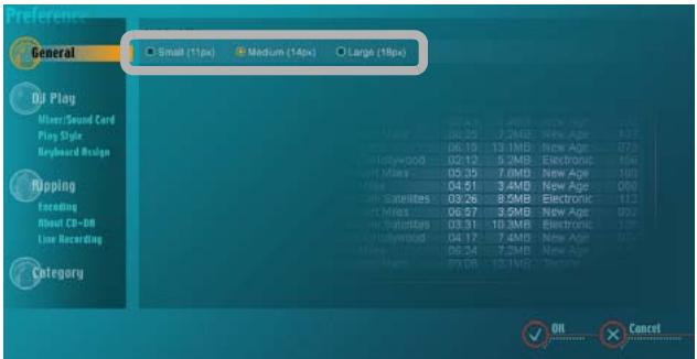 PIONEER DJS - Click the radio button of the font size you wish to use. - 1