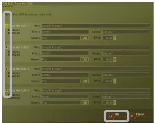 PIONEER DJS - Click the check box of the loop you wish to save and then click the [OK] button. - 1