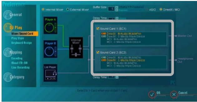 PIONEER DJS - - Example of a screen shot when set to internal mixer and using 2 sound cards. - 1