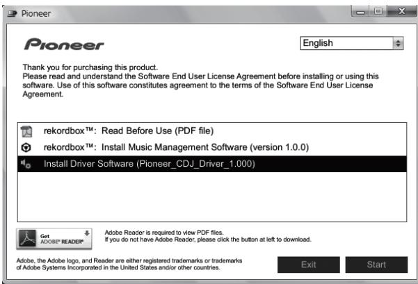 PIONEER CDJ-350 - Installing the driver software - 1