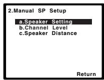PIONEER HTP-SB510 - Select 'Manual SP Setup' then press ENTER. - 2