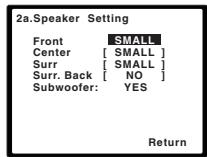 PIONEER HTP-SB510 - Selecteer 'Speaker Setting' in het Manual SP Setup menu. - 2