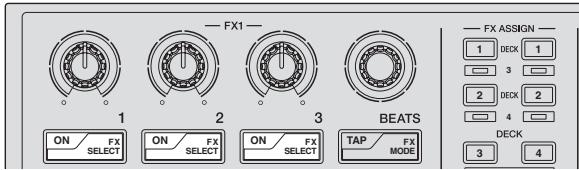 PIONEER DDJ-SP1 - Appuyez sur la touche 1 de paramétrage d'effet tout en appuyant sur la touche [SHIFT] pour sélectionner le premier type d'effet. - 1