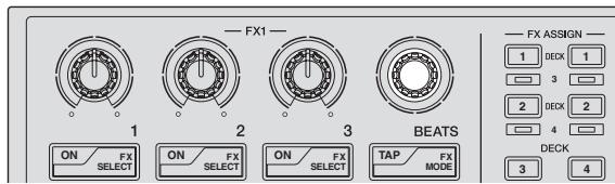 PIONEER DDJ-SP1 - Tournez la commande [FX BEATS] pour régler la durée de l'effet. - 1