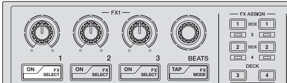PIONEER DDJ-SP1 - Appuyez sur la touche 1 de paramétrage d'effet pour activer le premier type d'effet. - 1