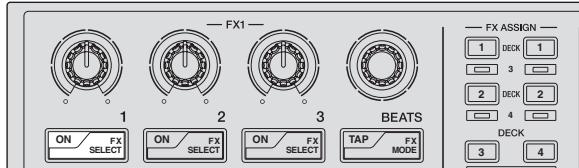 PIONEER DDJ-SP1 - Drücken Sie die Effektparameter-Taste 1, um den ersten Effekt einzuschalten. - 1