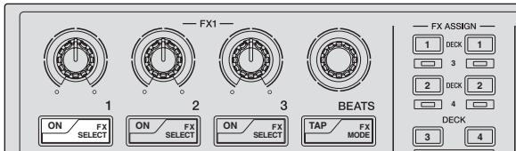 PIONEER DDJ-SP1 - Druk op effectparametertoets 1 om het eerste effect in te schakelen. - 1