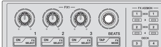 PIONEER DDJ-SP1 - Drehen Sie den [FX BEATS]-Regler zum Justieren der Effektzeit. - 1
