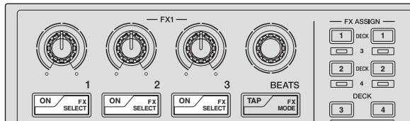 PIONEER DDJ-SP1 - Press the effect parameter 1 button while pressing the [SHIFT] button to select the first effect type. - 1