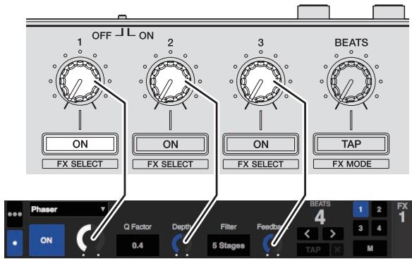 PIONEER DDJ-SR - Appuyez sur la touche [FX ASSIGN] sur le côté gauche pour selectionner la platine à laquelle l'effet est affecté. - 4