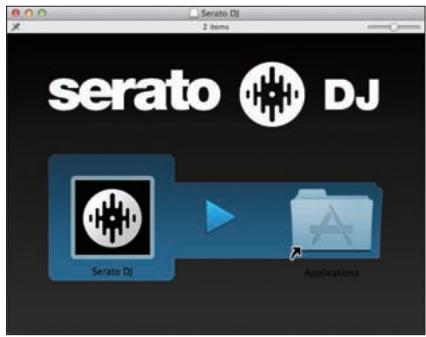PIONEER DDJ-SR - Si l'écran suivant apparait, tirez et déposez l'icone [Serato DJ] dans l'icone de dossier [Applications]. - 1
