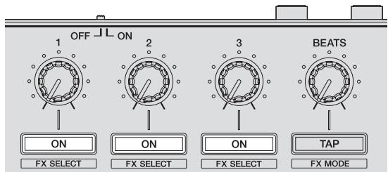 PIONEER DDJ-SR - Appuyez sur la touche de paramétrage d'effet 1 tout en appuyant sur la touche [SHIFT] pour sélectionner le premier type d'effet. - 1