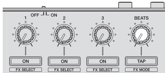 PIONEER DDJ-SR - Tournez la commande [FX BEATS] pour régler la durée de l'effet. - 1