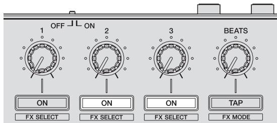 PIONEER DDJ-SR - Appuyez sur la touche [FX ASSIGN] sur le côté gauche pour selectionner la platine à laquelle l'effet est affecté. - 3