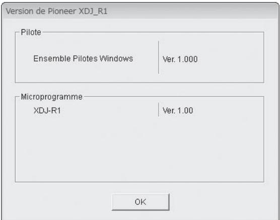 PIONEER XDJ-R1 - Cliquez sur le menu [Démarrer] de Windows >[Tous les programmes]>[Pioneer]>[XDJ\_R1]>[Utilitaire d'affichage de version de XDJ\_R1]. - 1