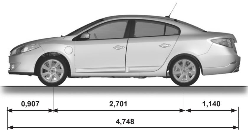 RENAULT FLUENCE ZE 2012 - Dimensions (en mètres) - 1