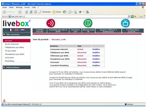 SAGEM LIVEBOX FAST 3202 - Accès à l'écran de bienvenue - 6