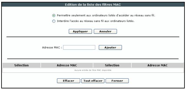 SAGEM LIVEBOX FAST 3202 - Editor la liste de contrôle MAC - 1