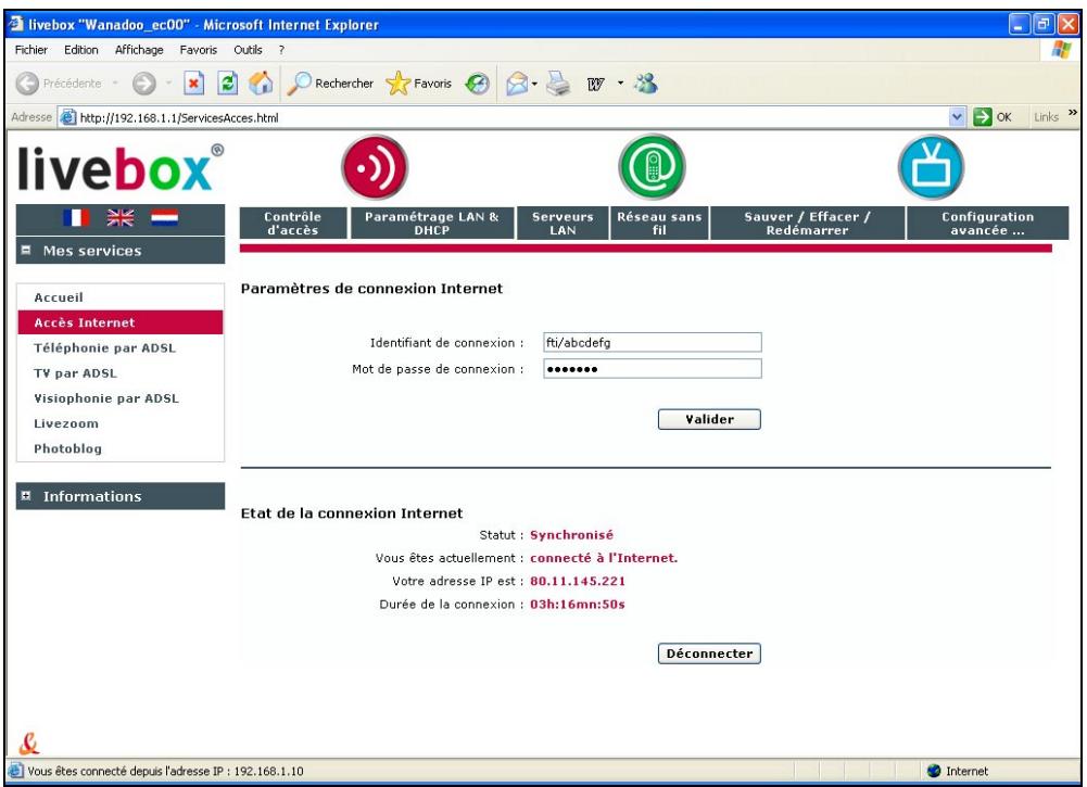 SAGEM LIVEBOX FAST 3202 - Services optionnels - 3