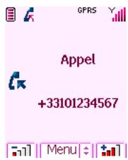 GPRS Y Appel +33101234567 Menu
