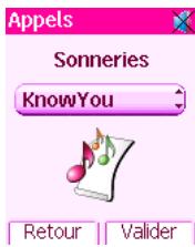 Appels Sonneries KnowYou Retour Valider