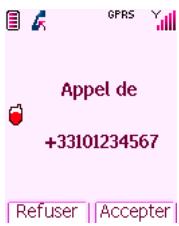 GPRS Appel de +33101234567 Refuser | Accepter