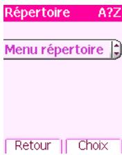 Répertoire A?Z Menu répertoire Retour Choix