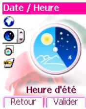 Date / Heure Heure d'été Retour Valider