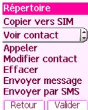 SAGEM MY C3-B - Options à partir d'un contact mémorisé - 2