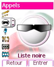 Appels Liste noire Retour | Entrer