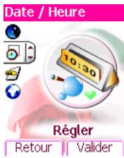 Date / Heure 10:30 Régler Retour | Valider