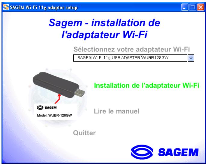 SAGEM WL167G DONGLE WIFI - I.1 Installation du logiciel - 3