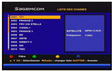SAGEM DS77 - Depuis la liste des chaînes - 1