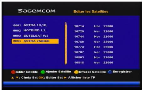 SAGEM DS77 - Éditer les satellites ajoutés - 1