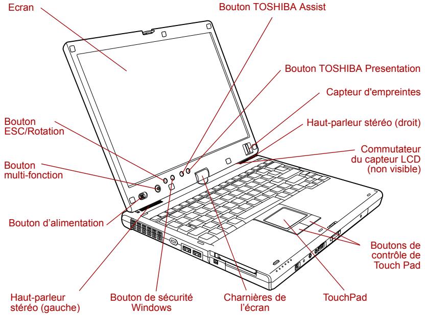 TOSHIBA PORTEGE M400 (3G) - Vue avant, écran ouvert - 1