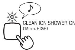 SHARP KC-850E - Press the CLEAN ION SHOWER MODE Button on the display to select this mode. - 1