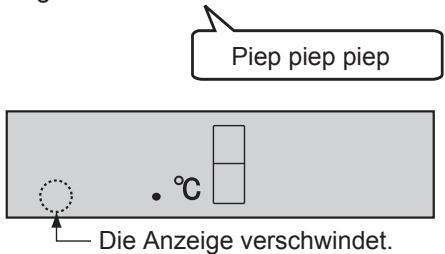 Piep piep piep °C Die Anzeige verschwindet.