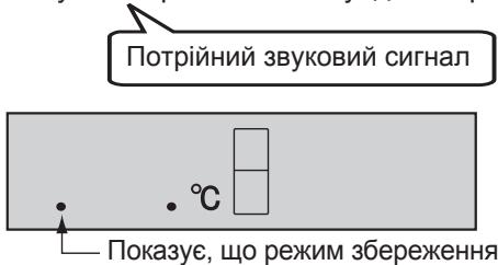 Потрійний звуковий сигнал • °C Показує, що режим збереження