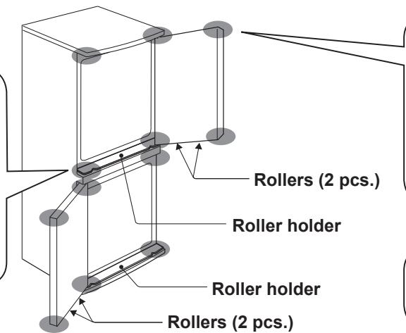 Rollers (2 pcs.) Roller holder Roller holder Rollers (2 pcs.)