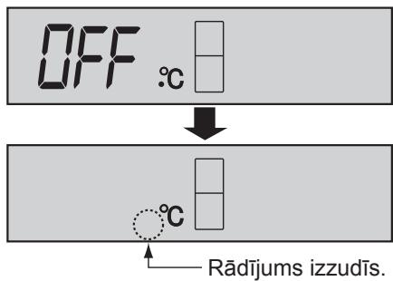 OFF °C Rādījums izzudīs.