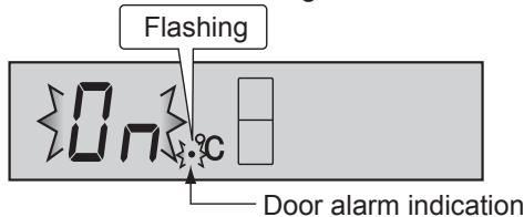 Flashing 0n °C Door alarm indication