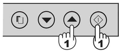 Diagram showing four directional icons with arrows pointing to a button, labeled '1' at the bottom.