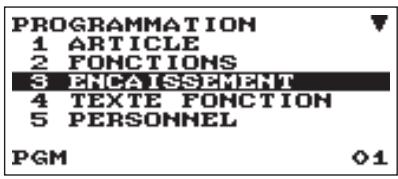PROGRAMMATION 1 ARTICLE 2 FONCTIONS 3 ENCAISSEMENT 4 TEXTE FONCTION 5 PERSONNEL PGM 01