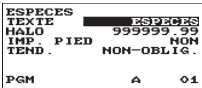 ESPECES TEXTE ESPECES HALO 999999.99 IMP. PIED NON TEND. NON-OBLIG. PGM A 01