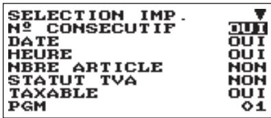 SELECTION IMP. N° CONSECUTIF DATE HEURE NBRE ARTICLE STATUT TVA TAXABLE PGM 01